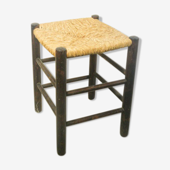 Tabouret en bois & paille