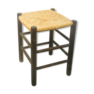 Tabouret en bois & paille