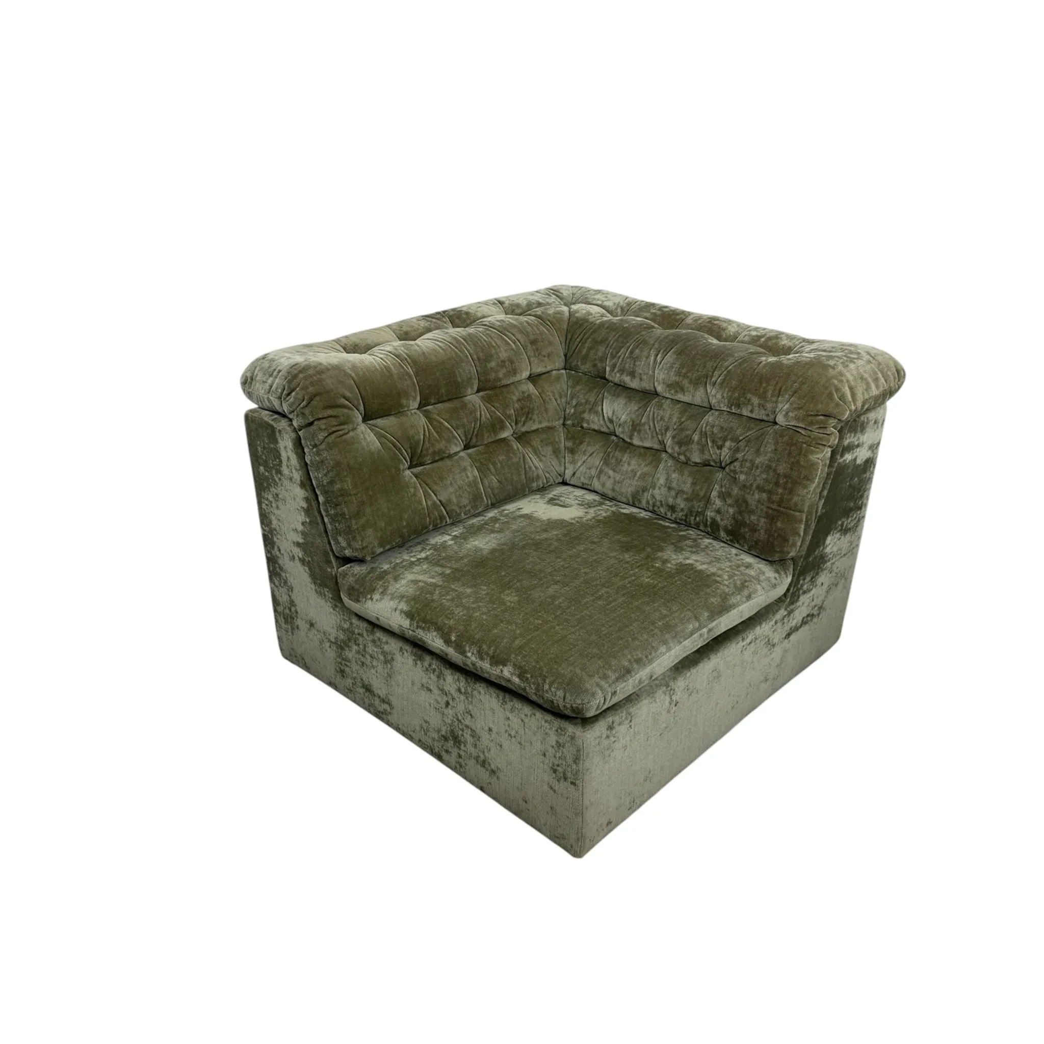 Vintage Modular Velvet Sofa Olive 2 seater