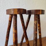 Brutalist wooden stools from the 60s