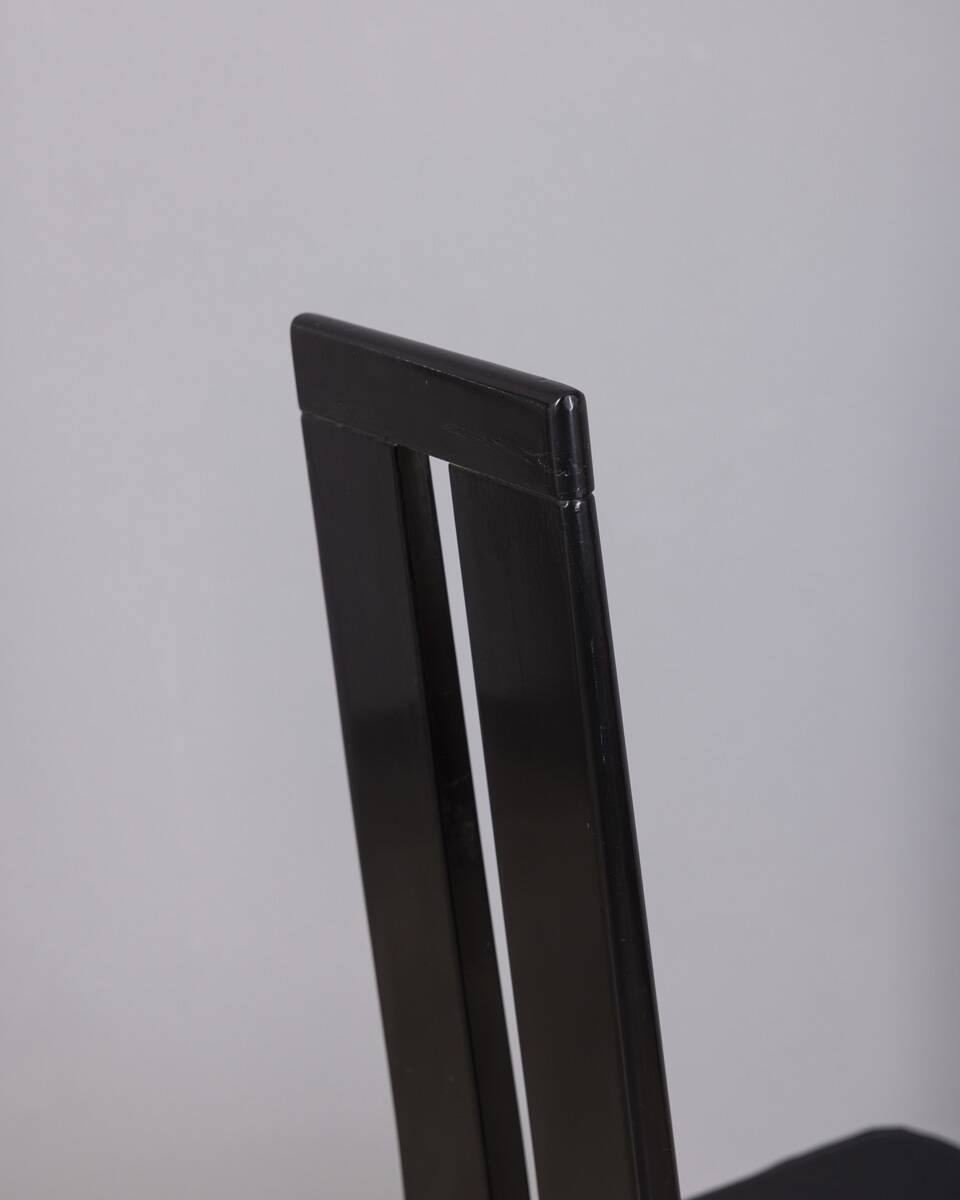 SET OF 4 VINTAGE 1970S WOOD AND LEATHER CHAIRS DESIGN P COSTANTINO FOR ELLO