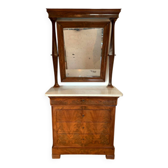 Louis Philippe dressing table chest of drawers in mahogany and 19th century veneer