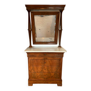 Louis Philippe dressing table chest of drawers in mahogany and 19th century veneer