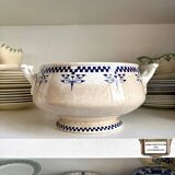 Creil & Montereau ironstone salad bowl and soup tureen, "Damier" service