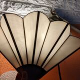 Pair of mother-of-pearl and brass fan wall lamps