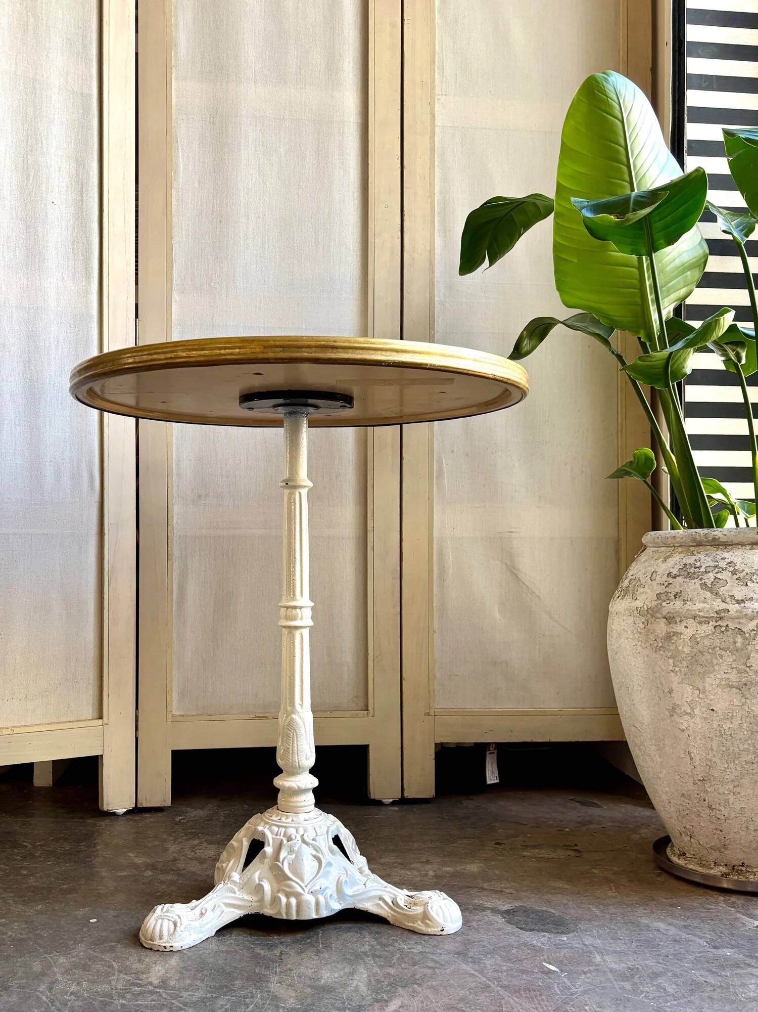Cast iron and beige melamine bistro table ⌀ 60 cm