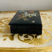 19th-century Chinese lacquer box, handmade motifs, coat of arms of PARIS