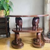 Mid-20th century Elephant shelf console in solid mahogany