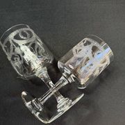 4 Water glasses – Guilloché crystal – Art Nouveau