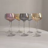 Set of 6 Alsace iridescent crystal glasses
