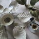 ceiling lamp or wall lamp masca flower leaves metal golden green 40 cm