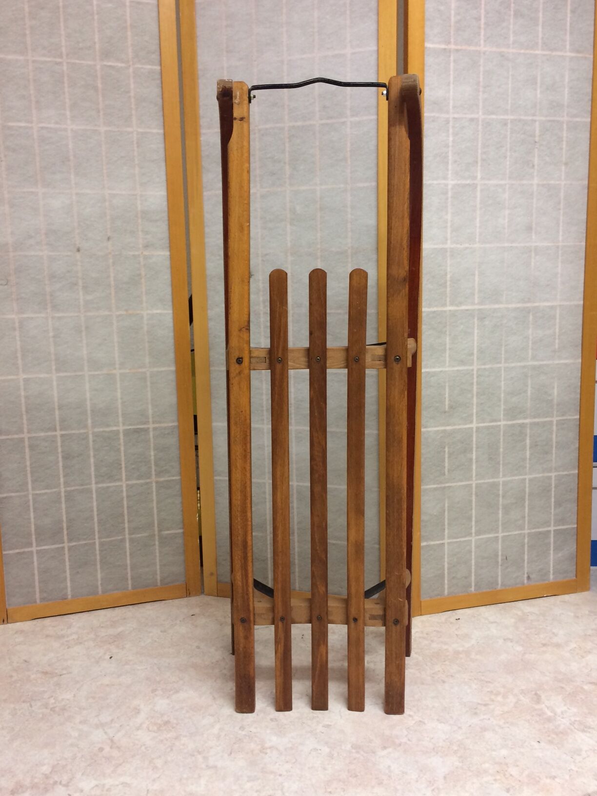 Vintage beech sledge Davos Germina 60/70 made in Gdr