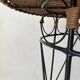 Vintage round table in woven rattan and black wrought iron – 1950s / 1960s