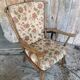 Fauteuil éventail ancien baumann bois + coussins vintage #d877
