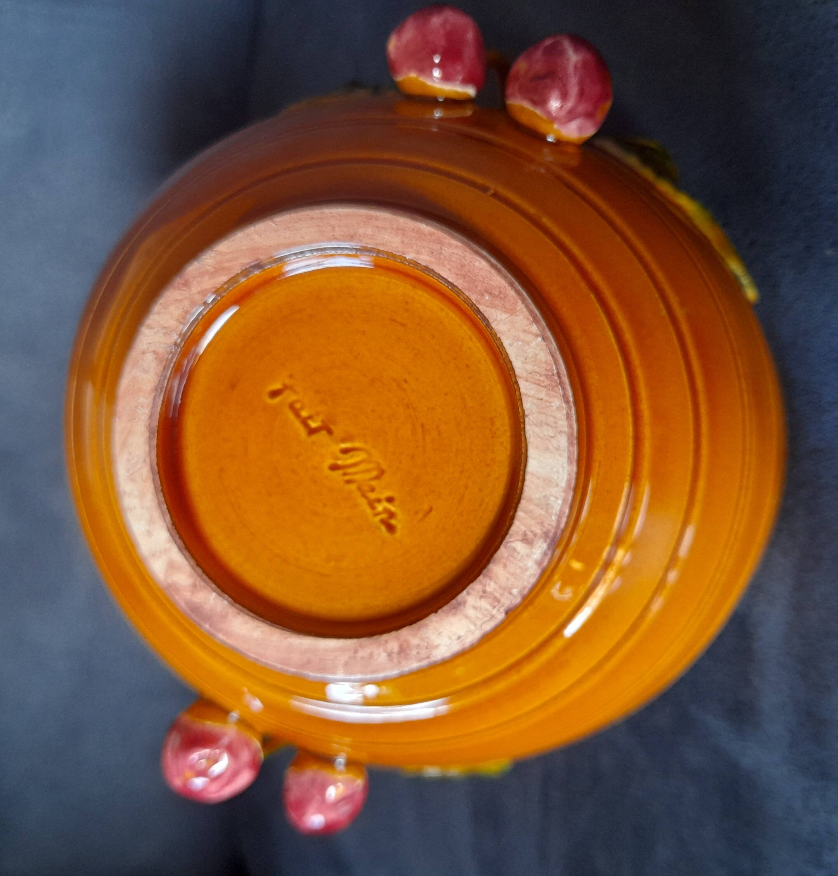 Ceramic basket with cherries