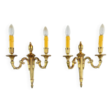 Pair of Gilt Bronze Wall Sconces, Louis XVI Style, 20th Century