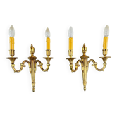 Pair of Gilt Bronze Wall Sconces, Louis XVI Style, 20th Century