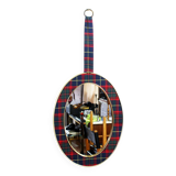 Vintage brass mirror in Scottish fabric