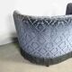 Art deco blue velvet banana sofa, denmark 1950s