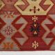 Tapis couloir vintage 4x13 Kilim marron foncé et rouge, 139x396 cm