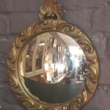 Witch mirror in gilded resin 60s