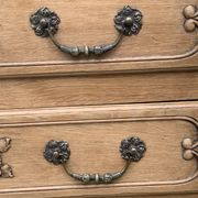Louis XV style chest of drawers, solid raw oak, 1920.