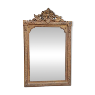 Ancien miroir doré à fronton