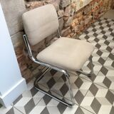 Strafor stainless steel office chair and light grey tweed