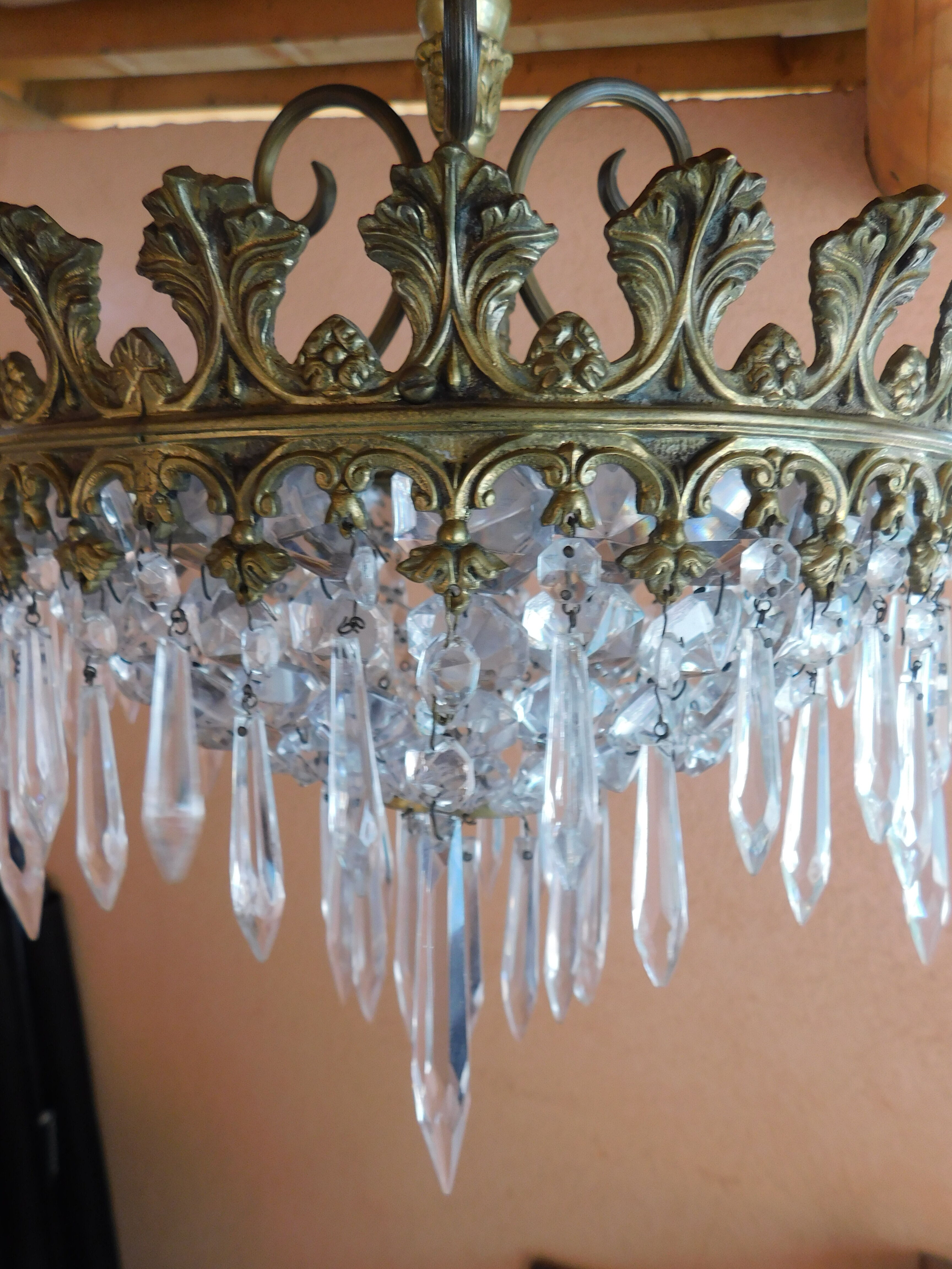 Plafonnier lustre pampilles ø 34 cm