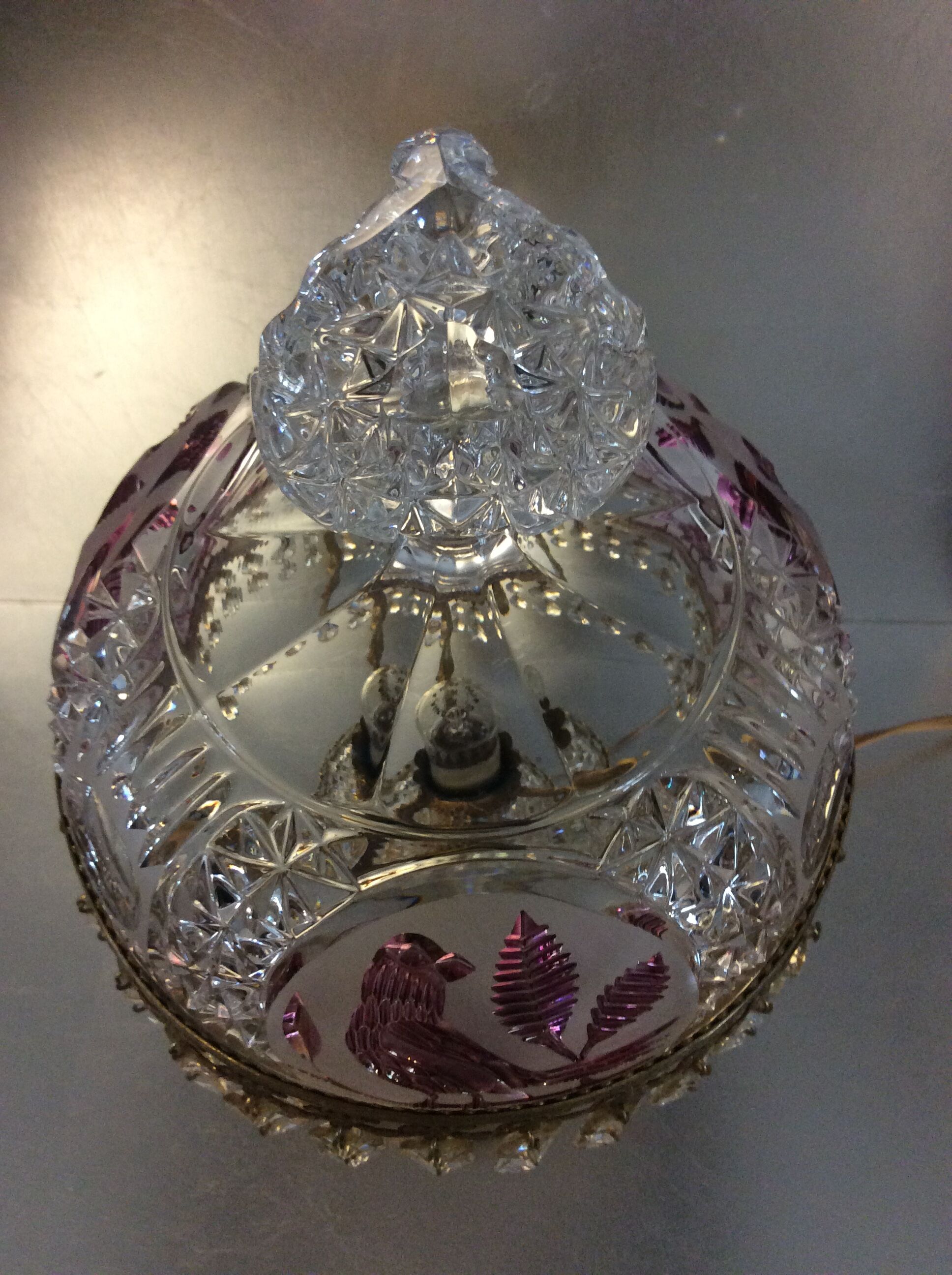 Lampe parisienne vintage à pampilles et cristal ciselé