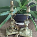 Gilded bronze dolphin lamp