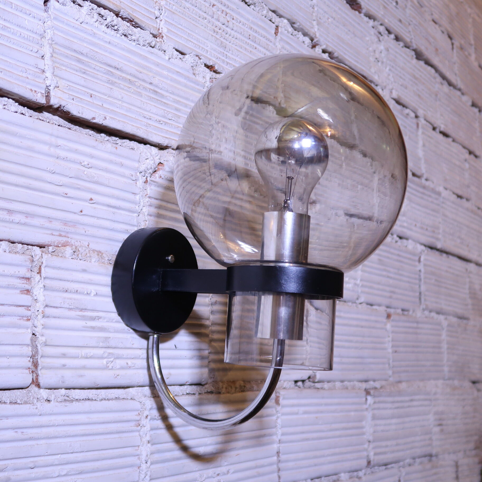 Minimalist wall lamp by Limburg in blown glass, 1970
