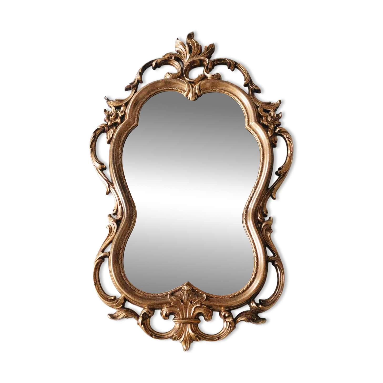 Miroir mural en or de style Hollywood Regency, USA