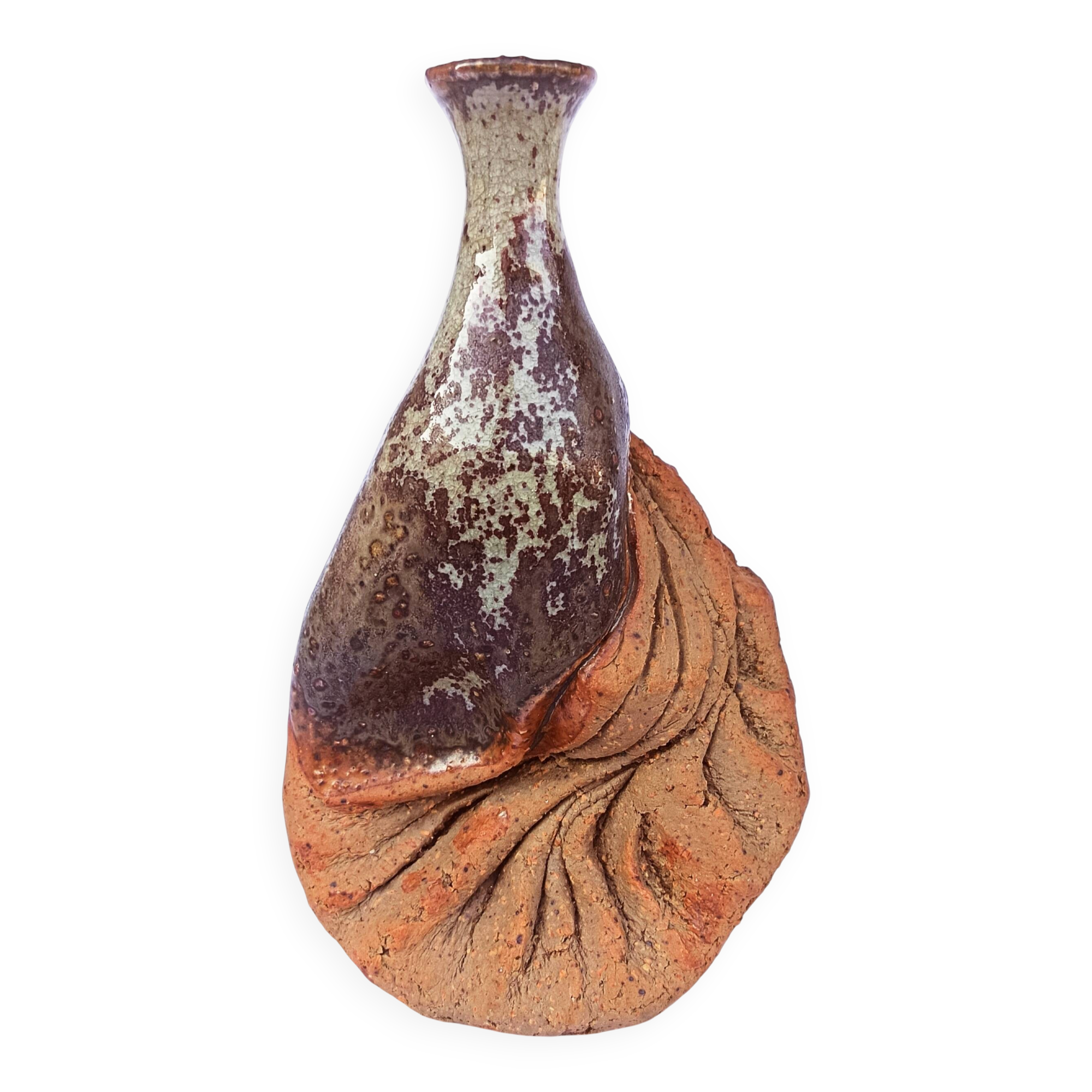 Organic stoneware vase-sculpture signed