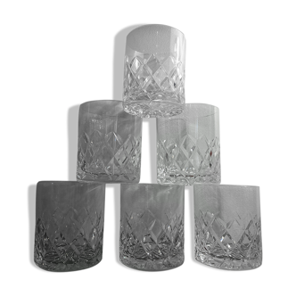 6 old cut crystal whisky glasses