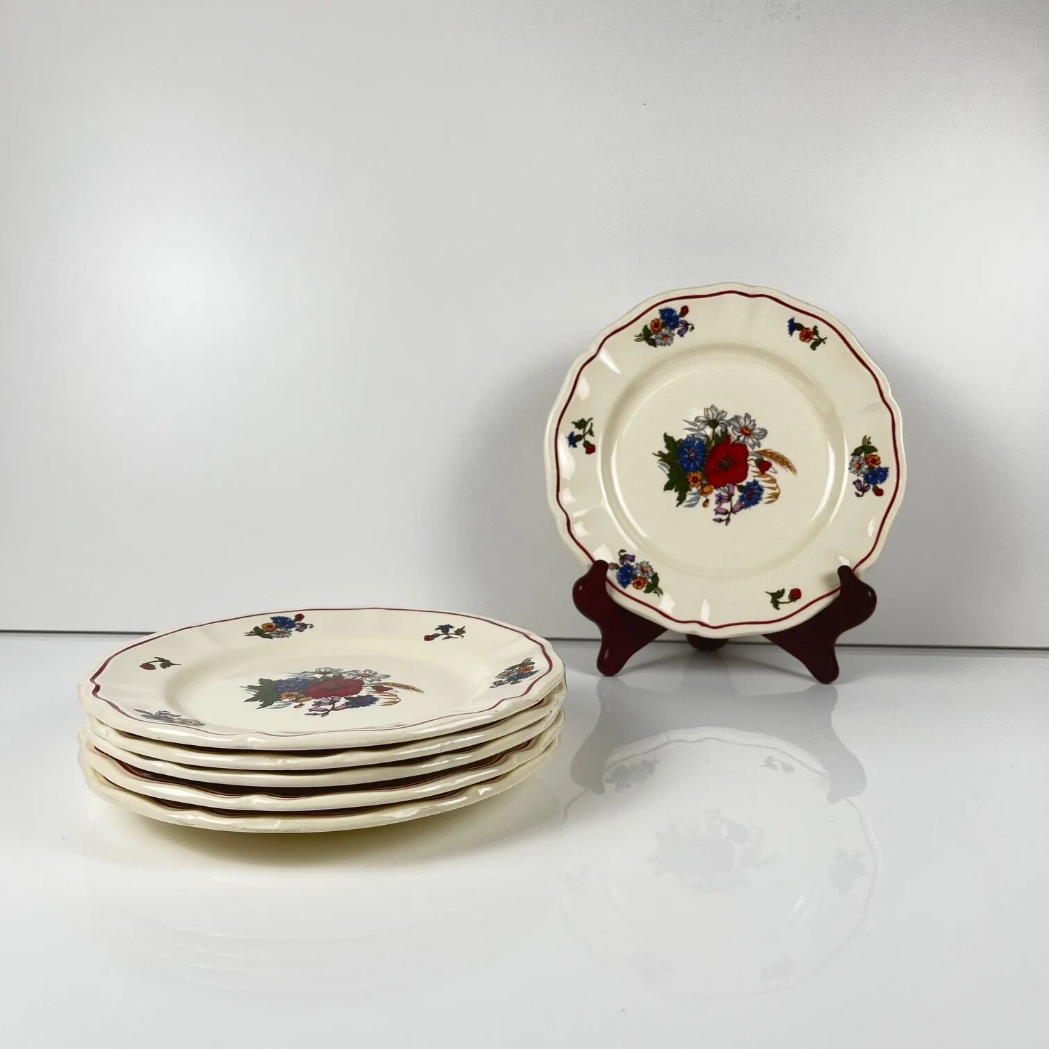 Set of 6 dessert plates "Agreste" Sarreguemines, 20th century.
