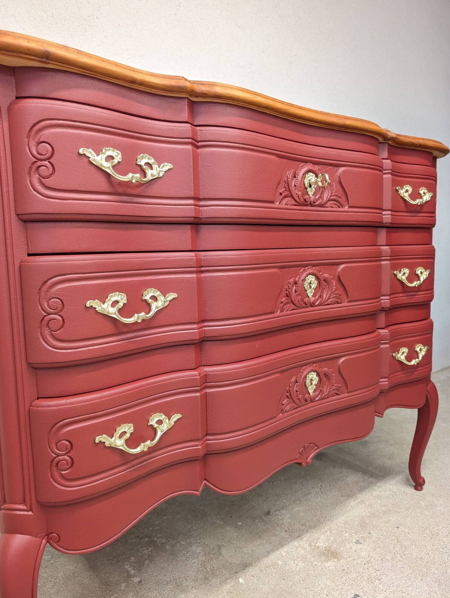 Vintage cherry wood commode refurbished