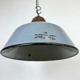 Industrial Grey Enamel and Cast Iron Pendant Light, 1960s