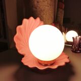 Ceramic shell lamp and opaline bead, saint-jacques, france, 1980