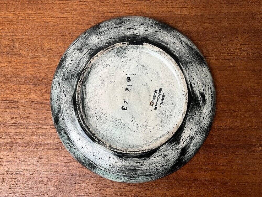 Mid-Century Handmade Ceramic Wall Plate with Viking Patterns from Arol, Norway, 1960s
