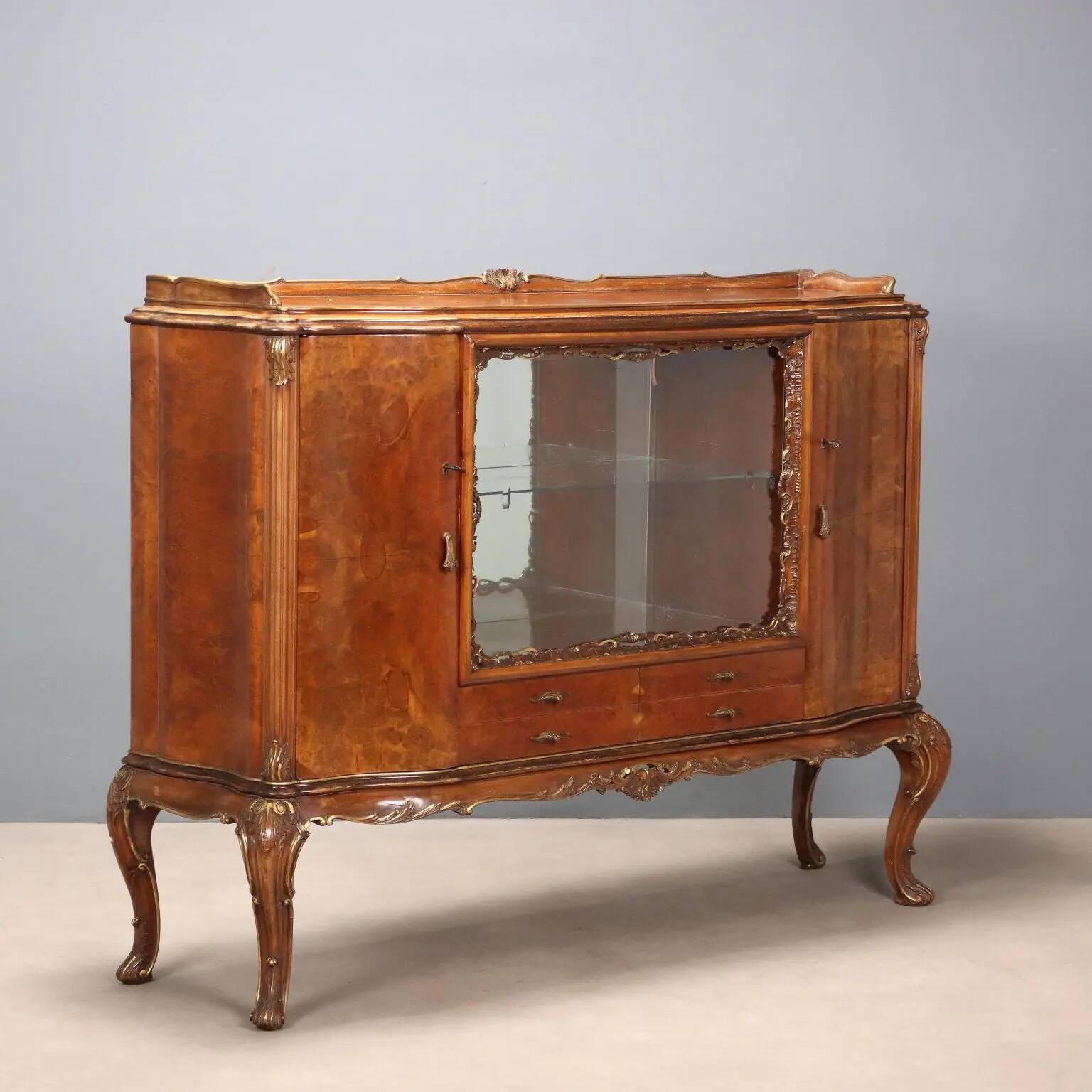 Antique Chippendale-style walnut buffet, Italy, 20th century