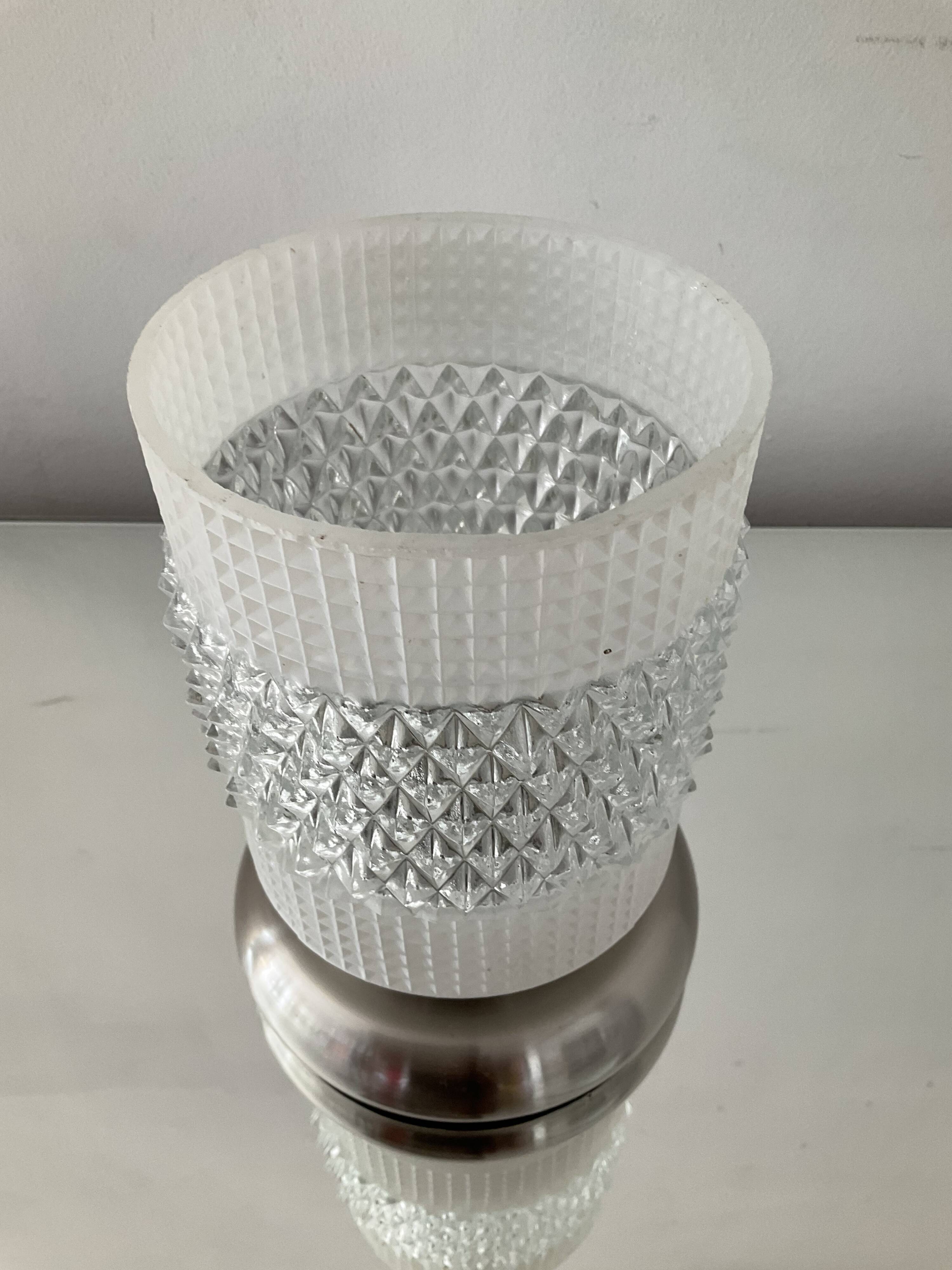 Vintage tactile lamp chrome and molded glass 80s