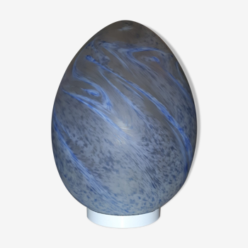 Lampe bleue vintage en forme d'œuf en verre soufflé bouche