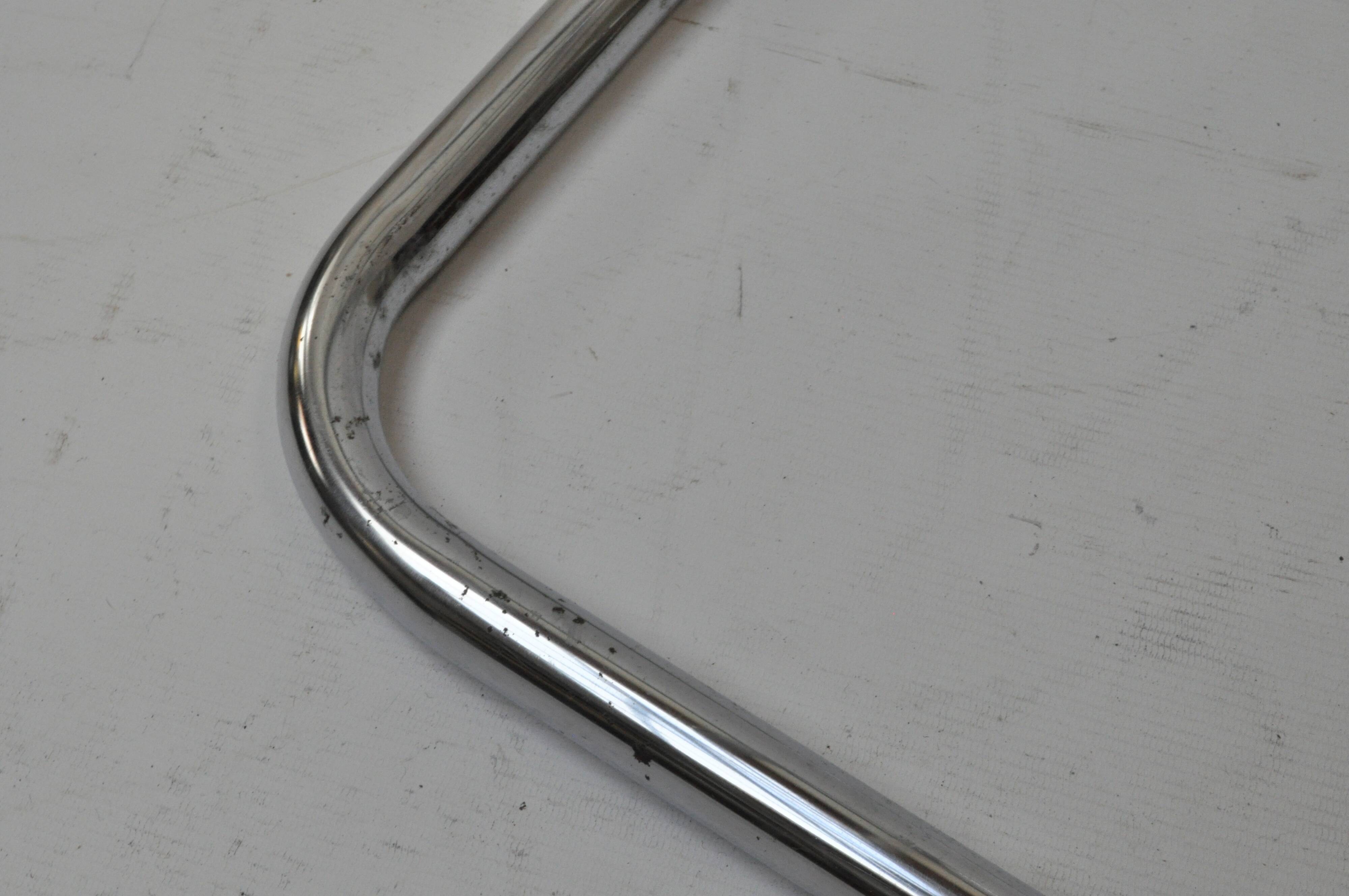 Set of 4 Chrome Sled-Base Chairs, Reupholstered in Italian Chioccarello Lin