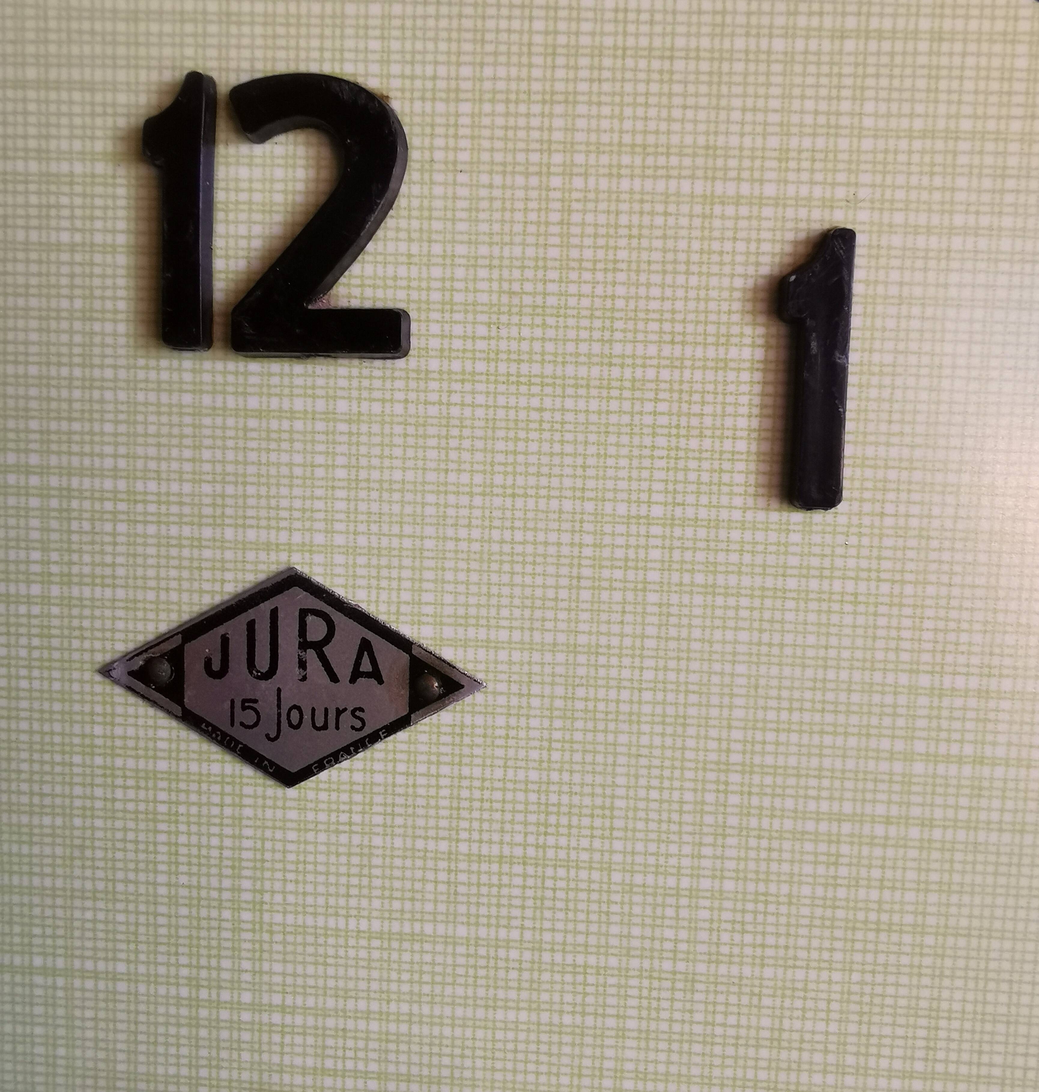 Vintage formica clock round silent wall clock "Green Jura"