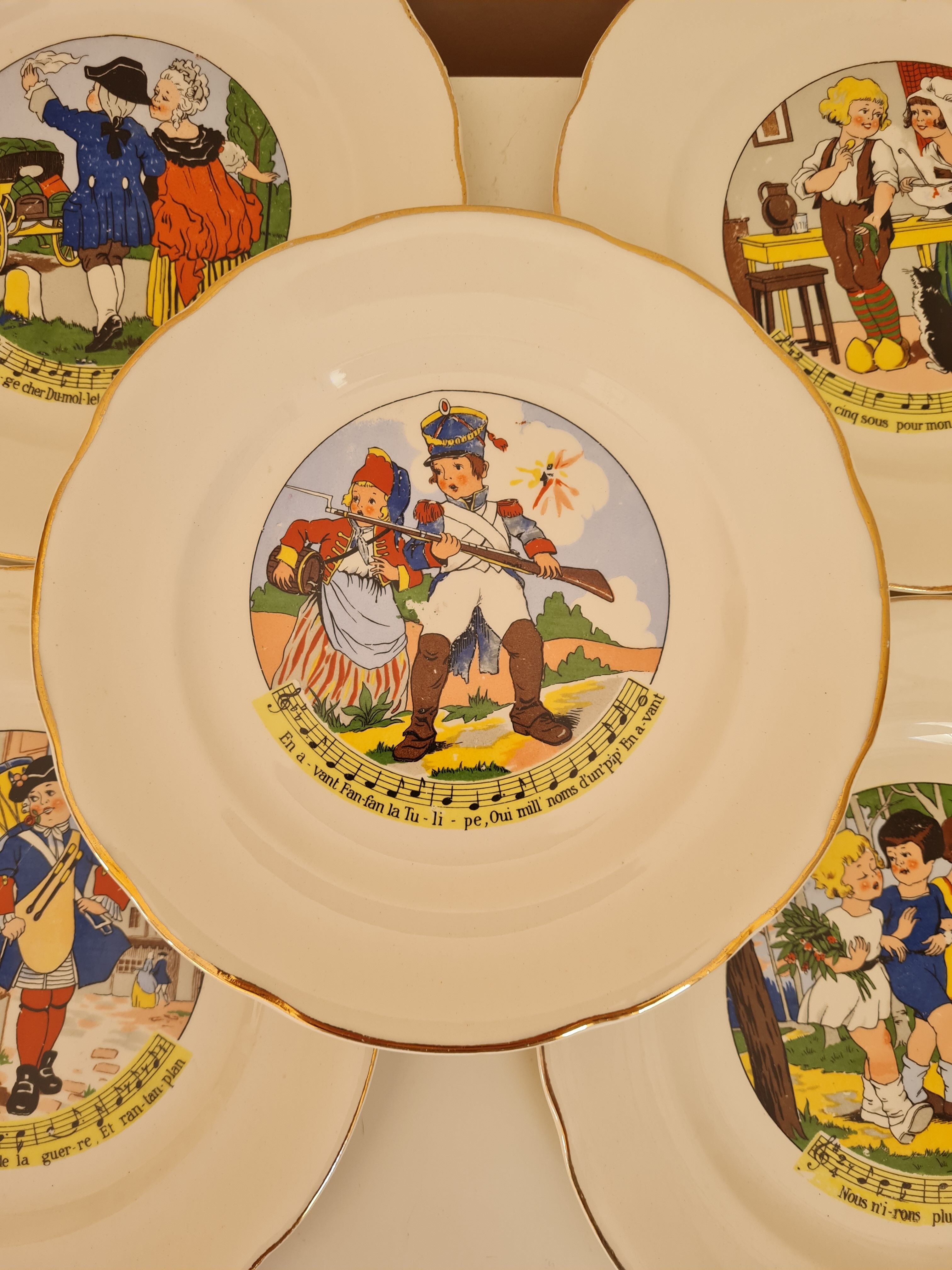Dessert plates nursery rhymes of digoin and sarreguemine