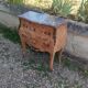 Antique commode in marquetry in the Louis XV style with a marble top.