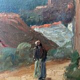 Hst painting "animated landscape" by hf vertet (1847-1924) known as l'abbé vertet