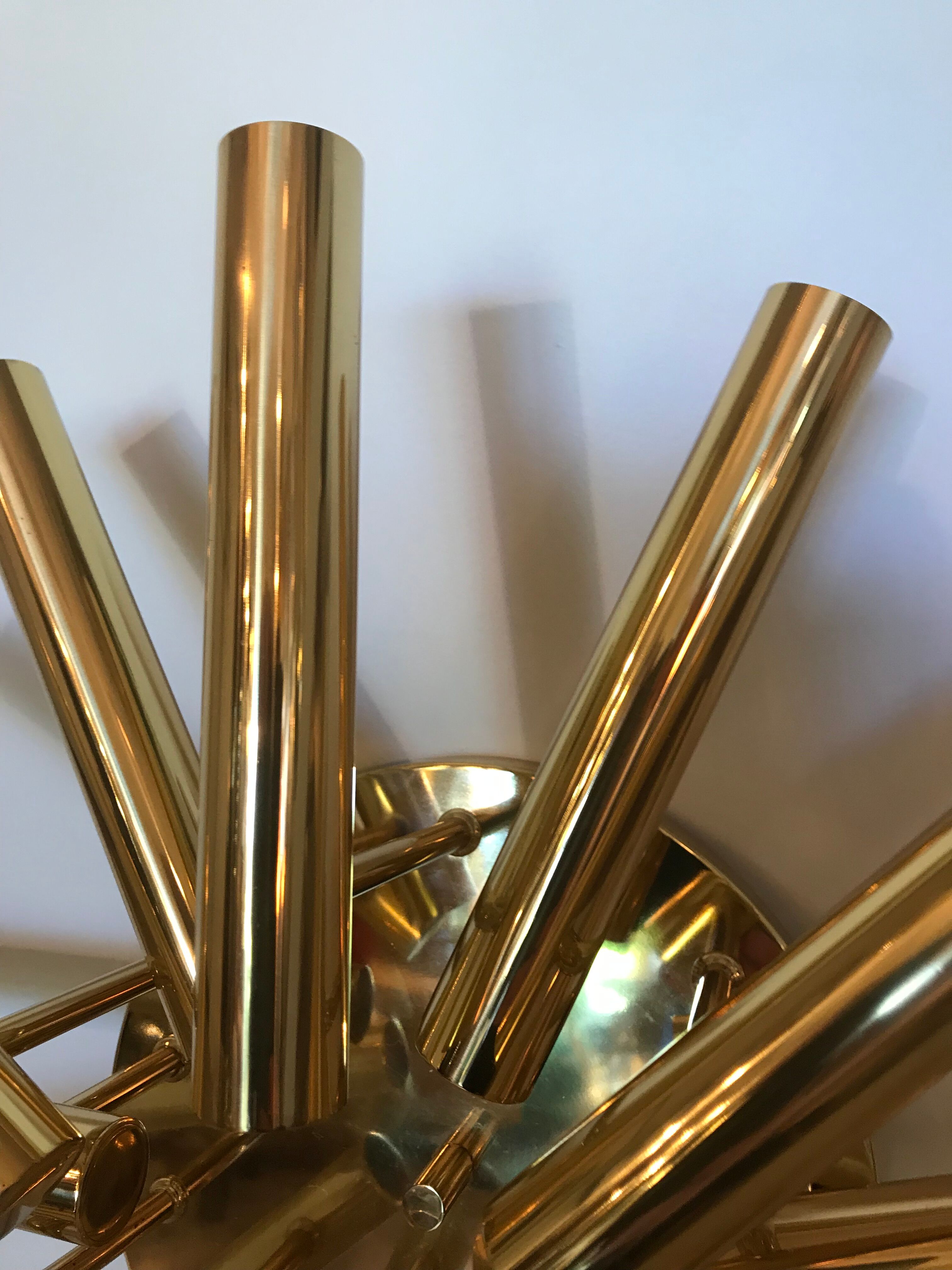 Chandelier 14 branches brass Sciolari House 1960