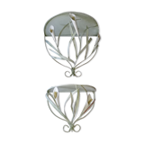 Duo of wrought iron shelves